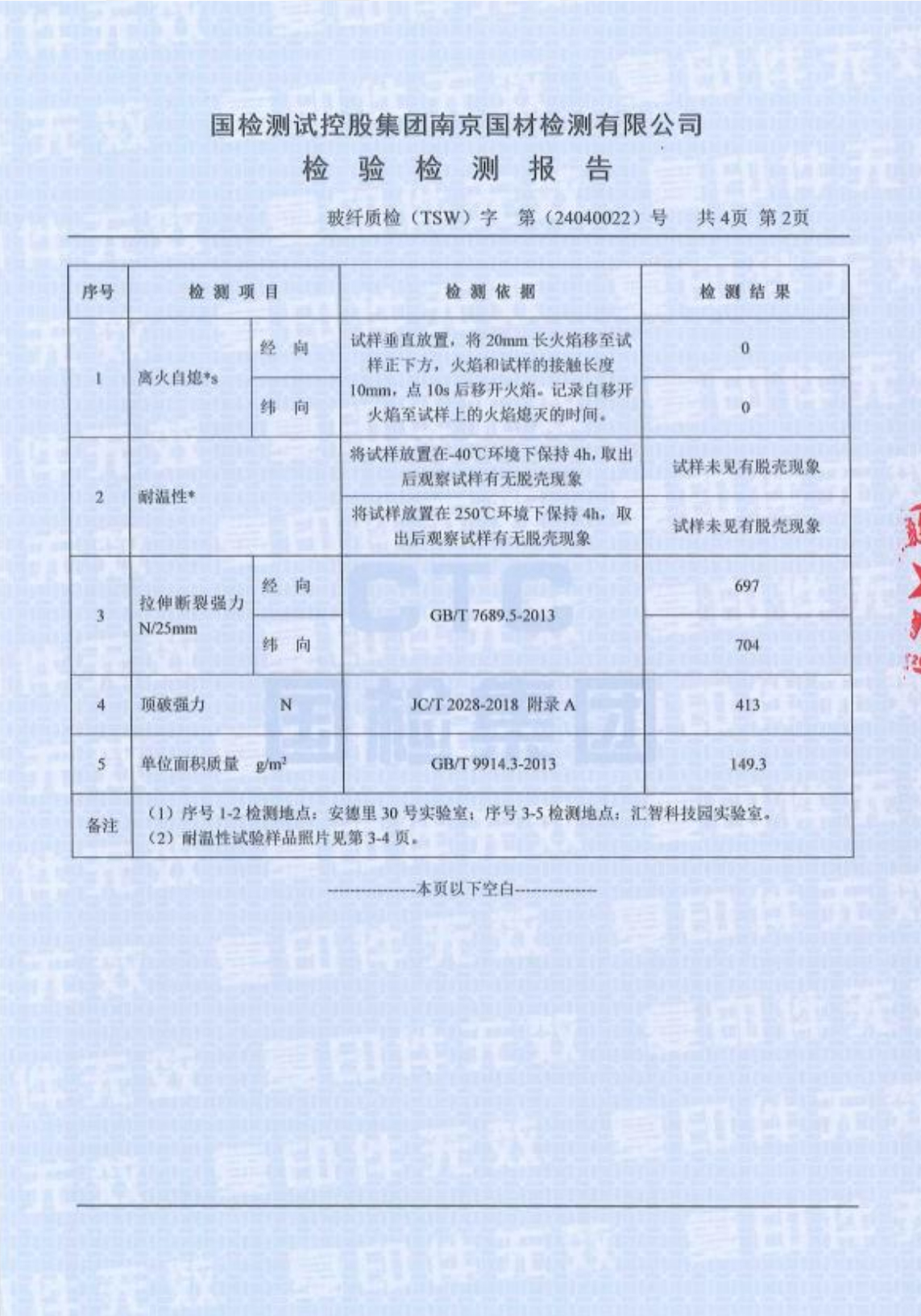 南京国材检测有限公司（简称南玻院）第三方检测报告